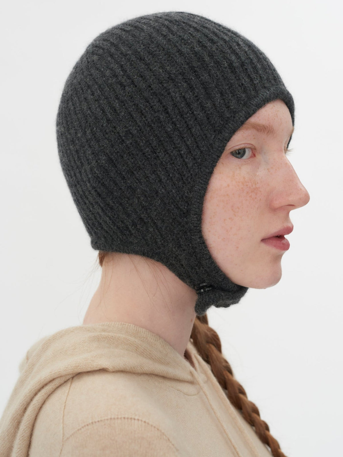 Knitted Aviator Cap — Charcoal