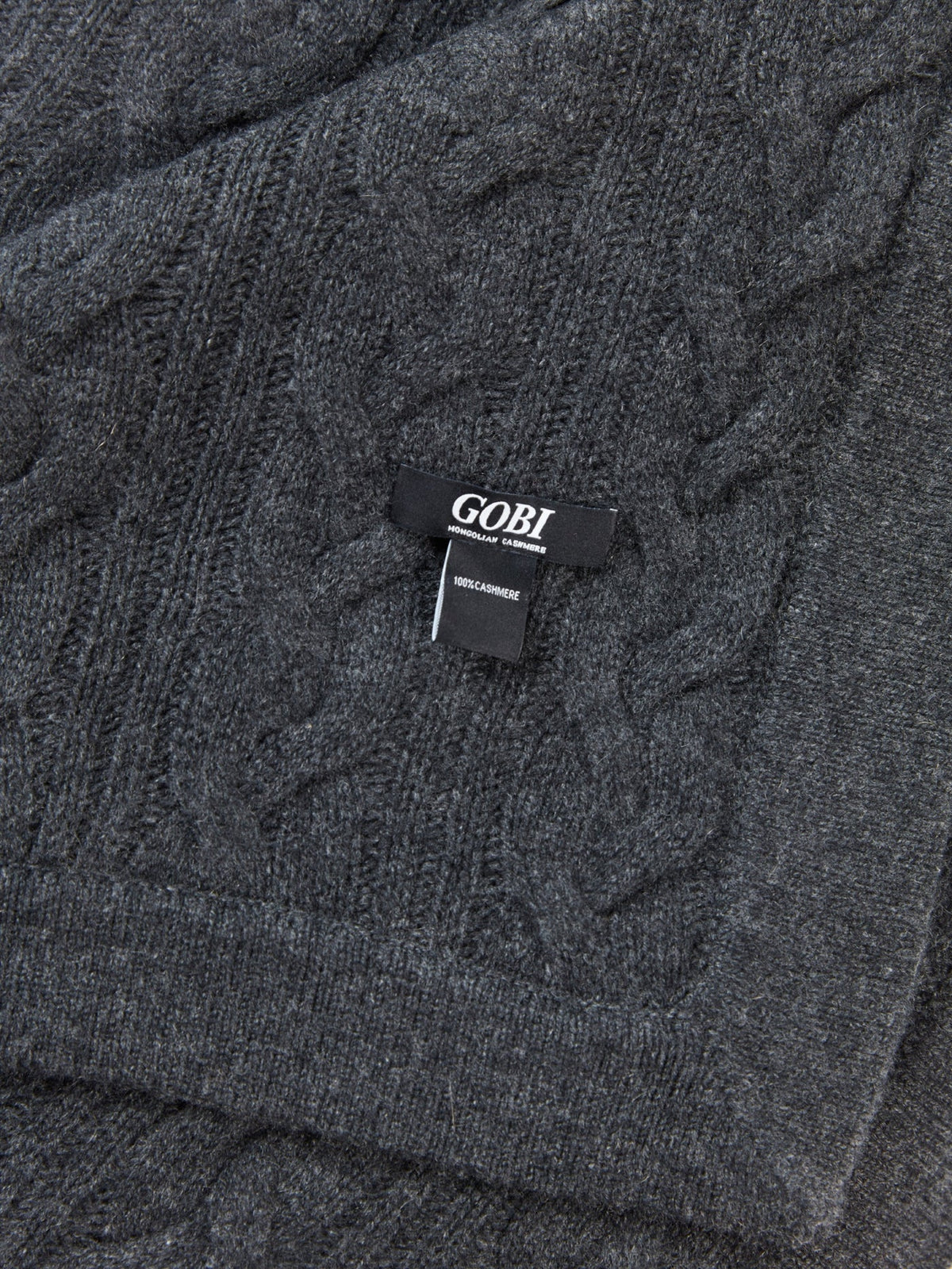 Cable Knit Cashmere Blanket — Charcoal