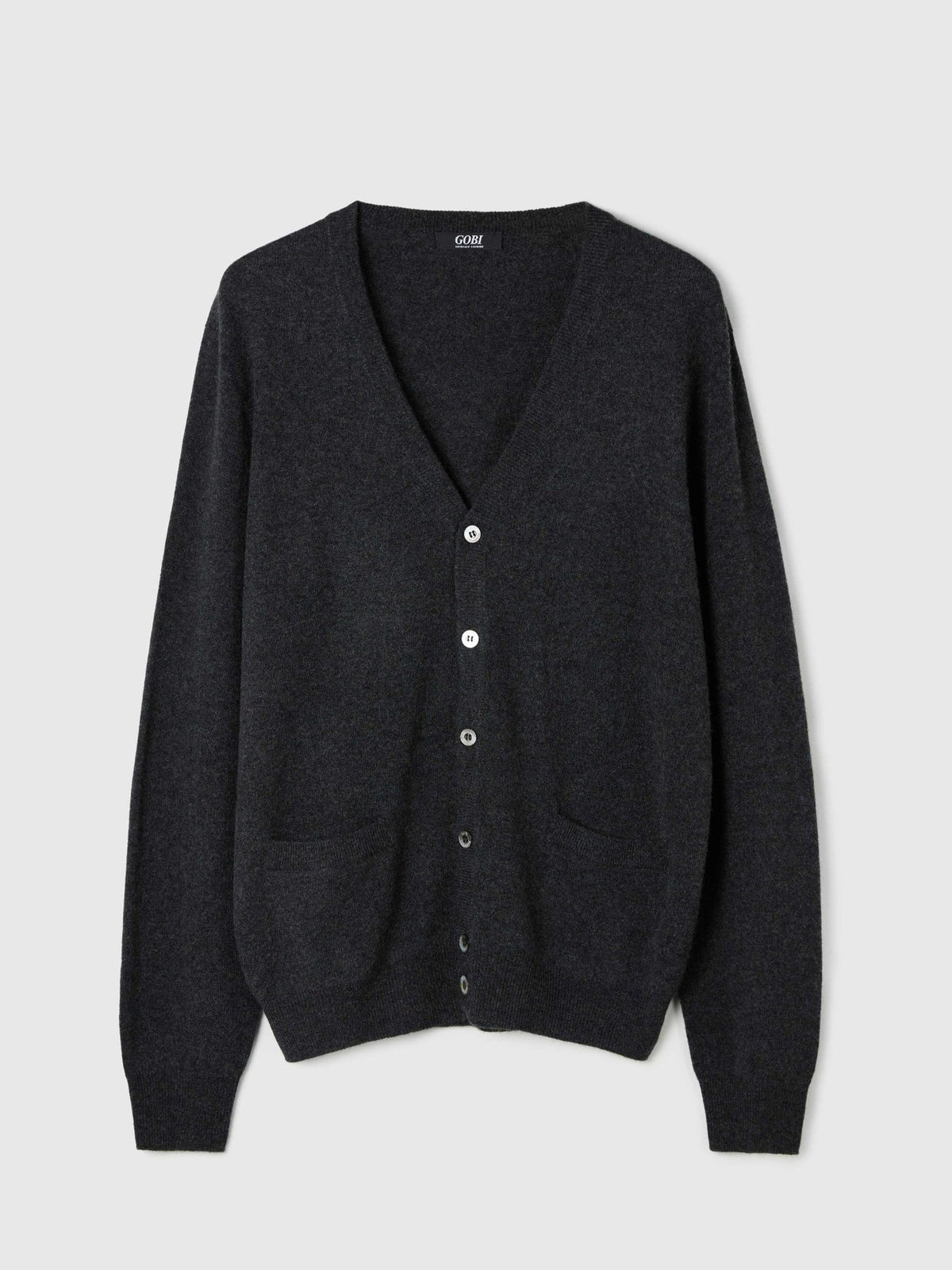 Essential Cashmere V-neck Cardigan — Charcoal