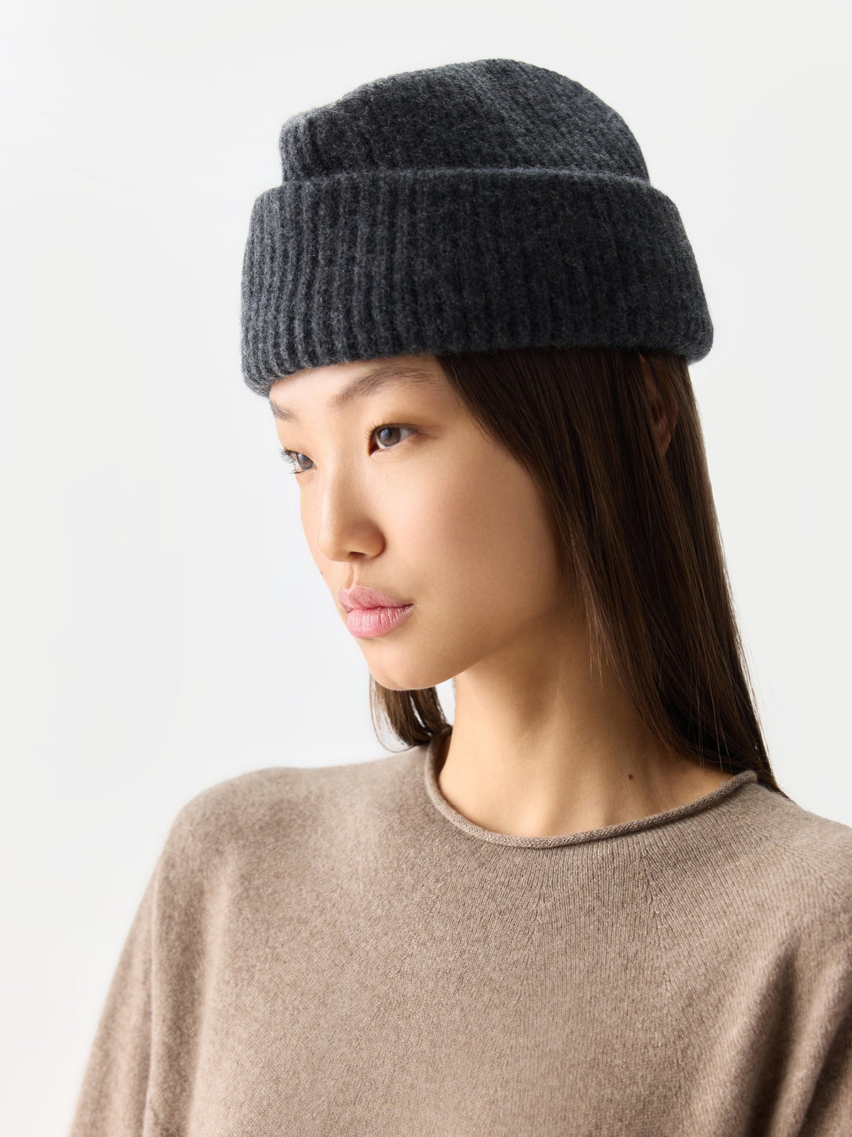 Unisex Cashmere Grandpa Hat — Charcoal