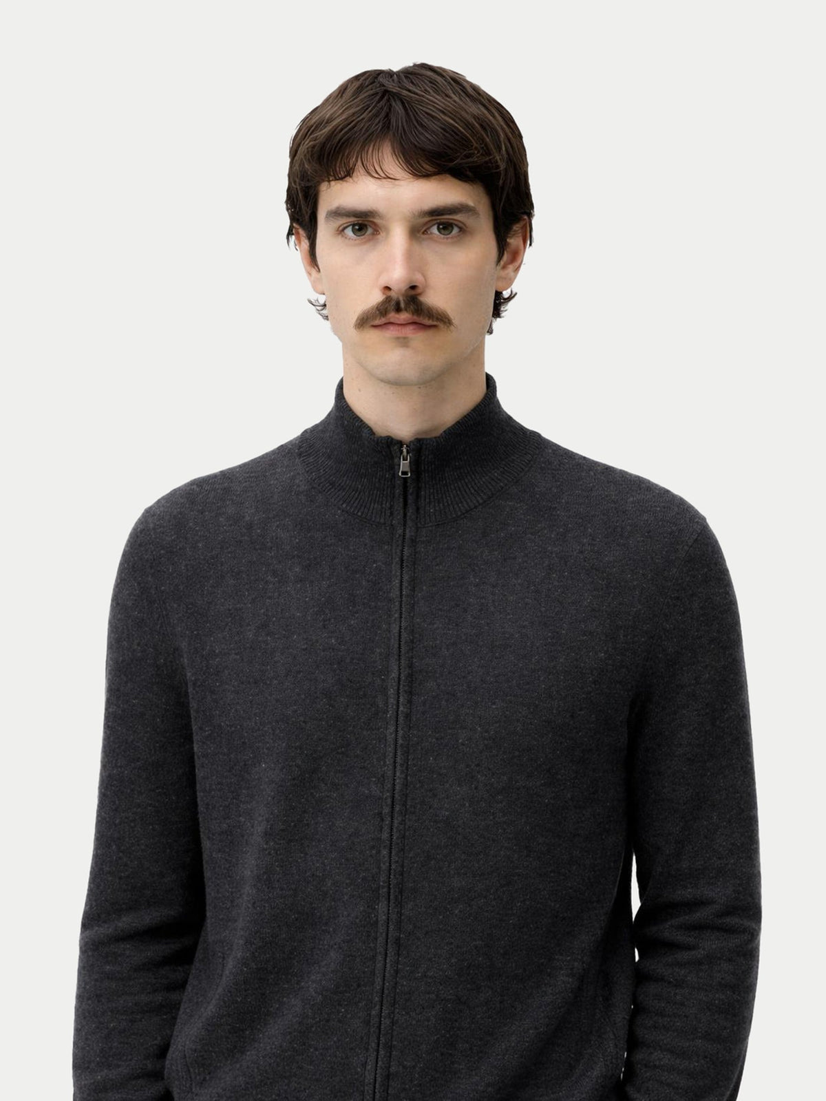 Essential Full-zip Cashmere Cardigan — Charcoal