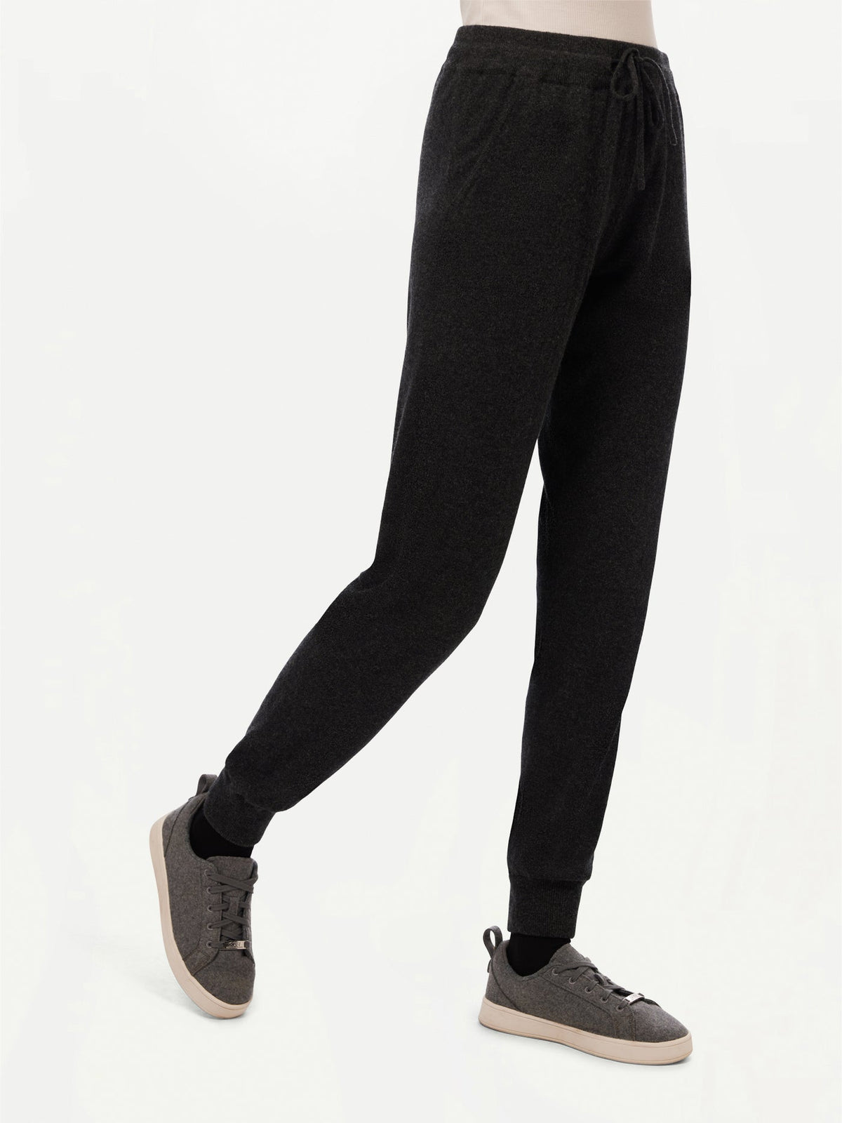 Cuffed Cashmere Jogger — Charcoal
