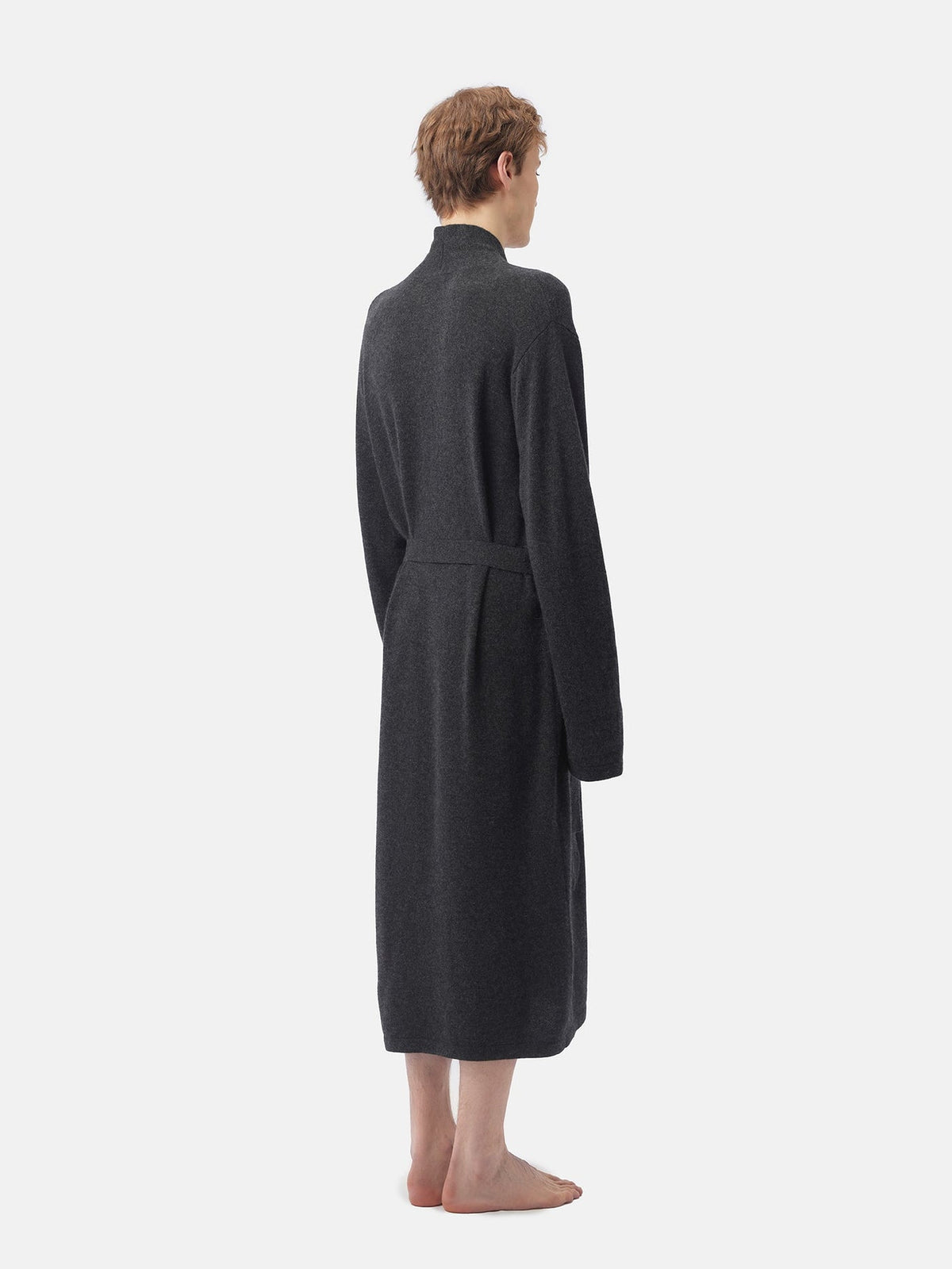 Natural Color Men's Cashmere Robe — Charcoal