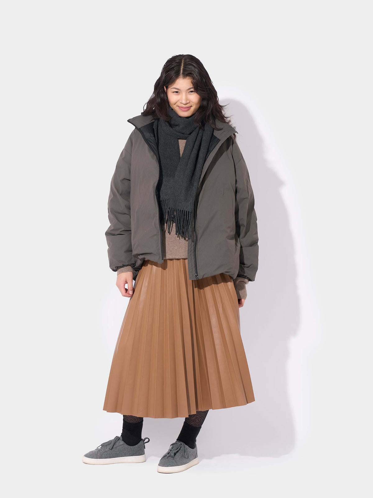 Cashmere Fringed Scarf — Charcoal