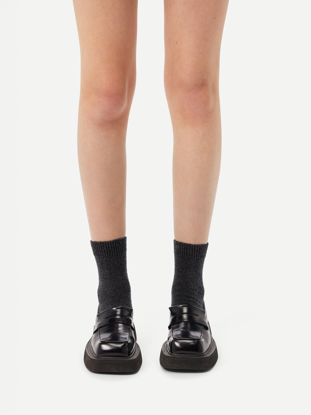 Unisex Cashmere Rib Knit Bed Socks — Charcoal
