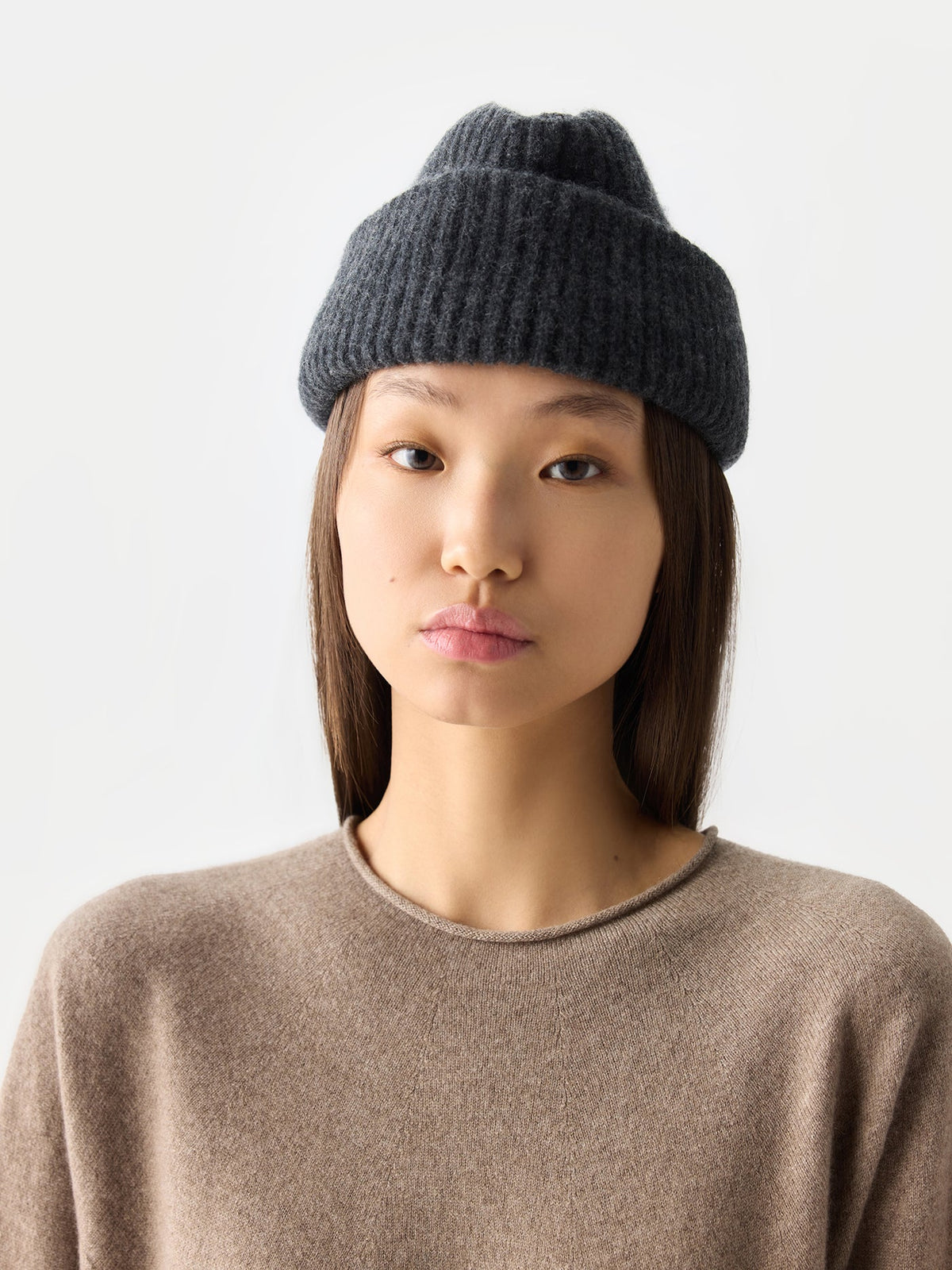 Unisex Cashmere Grandpa Hat — Charcoal