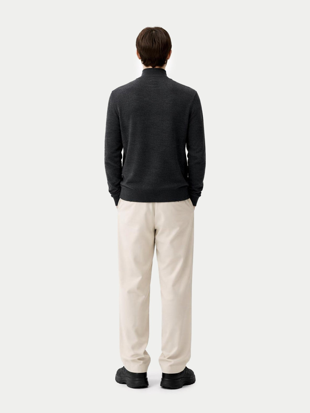 Essential Full-zip Cashmere Cardigan — Charcoal