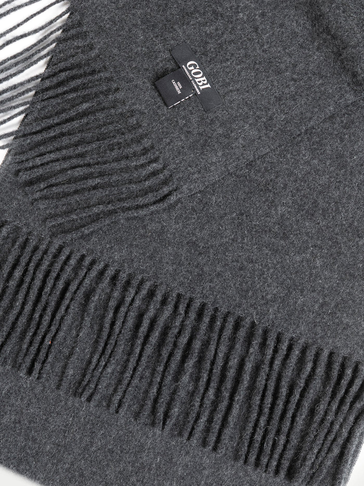 Cashmere Fringed Scarf — Charcoal