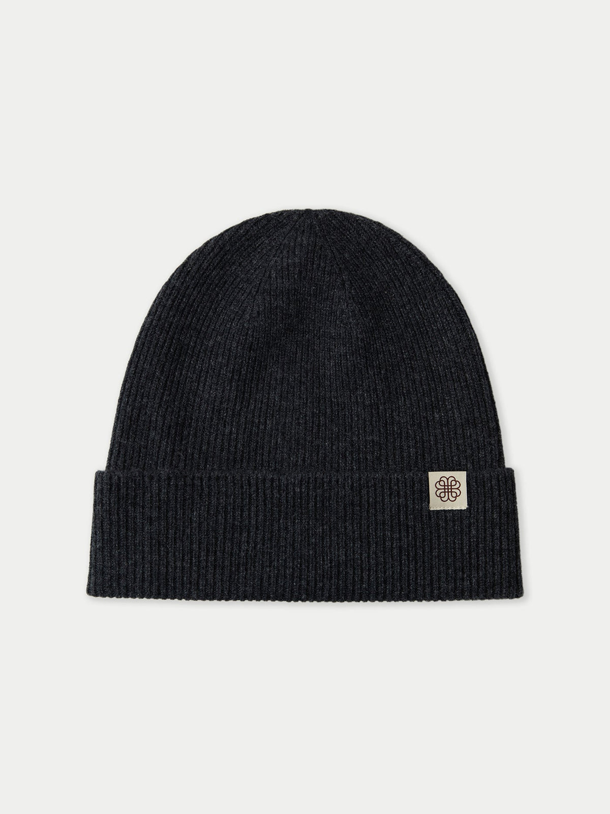 Cashmere Rib Knit Beanie — Charcoal