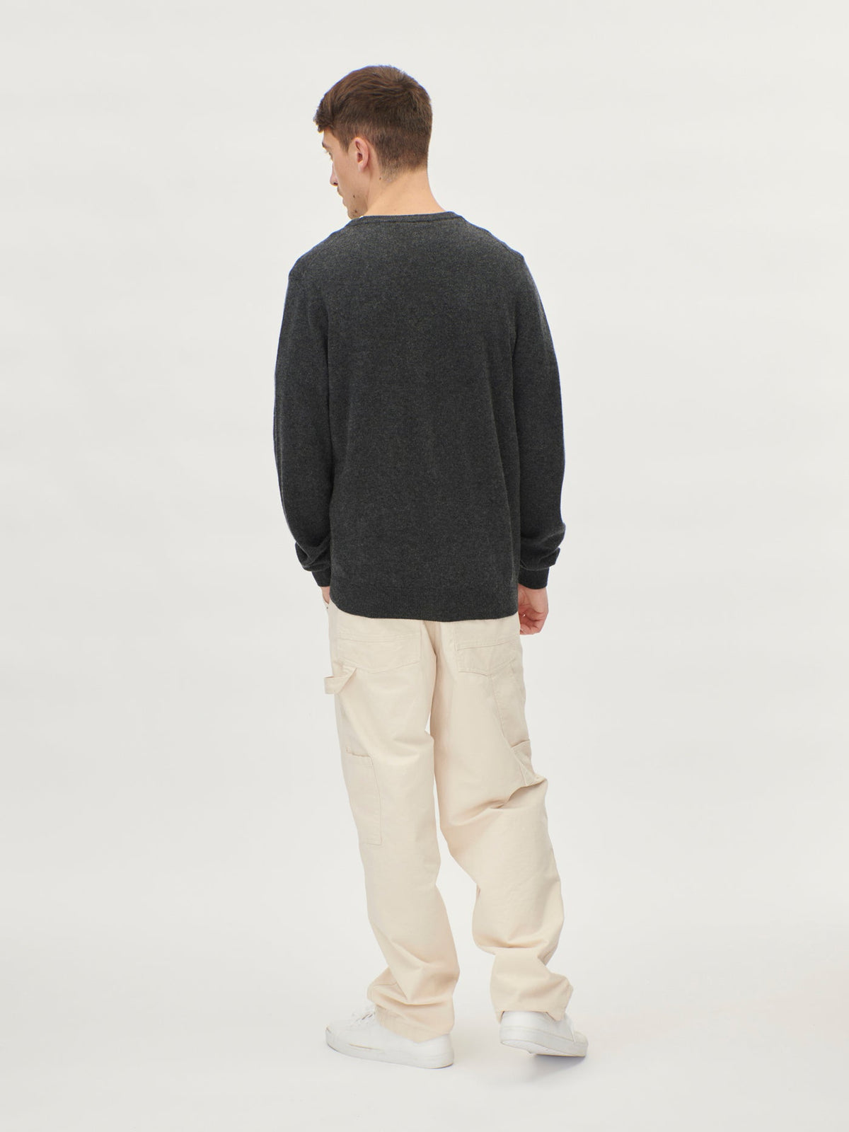 Essential Cashmere V-neck Cardigan — Charcoal