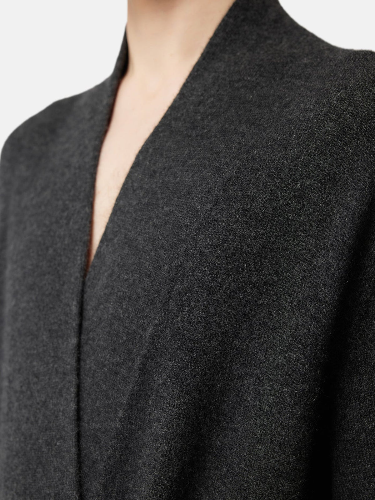 Natural Color Men's Cashmere Robe — Charcoal