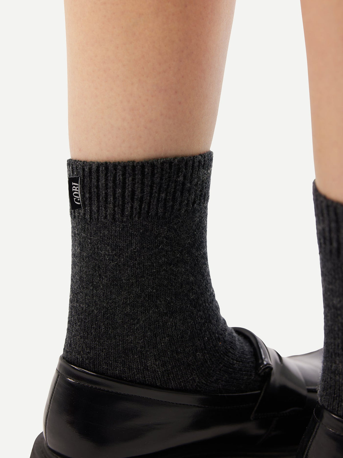 Unisex Cashmere Rib Knit Bed Socks — Charcoal