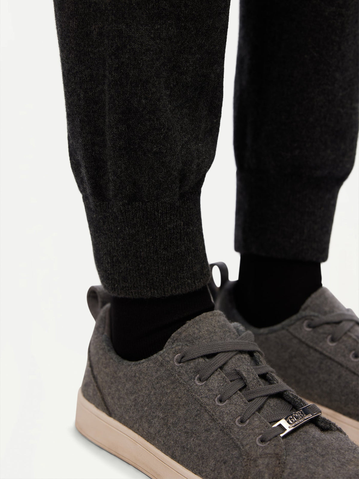 Cuffed Cashmere Jogger — Charcoal