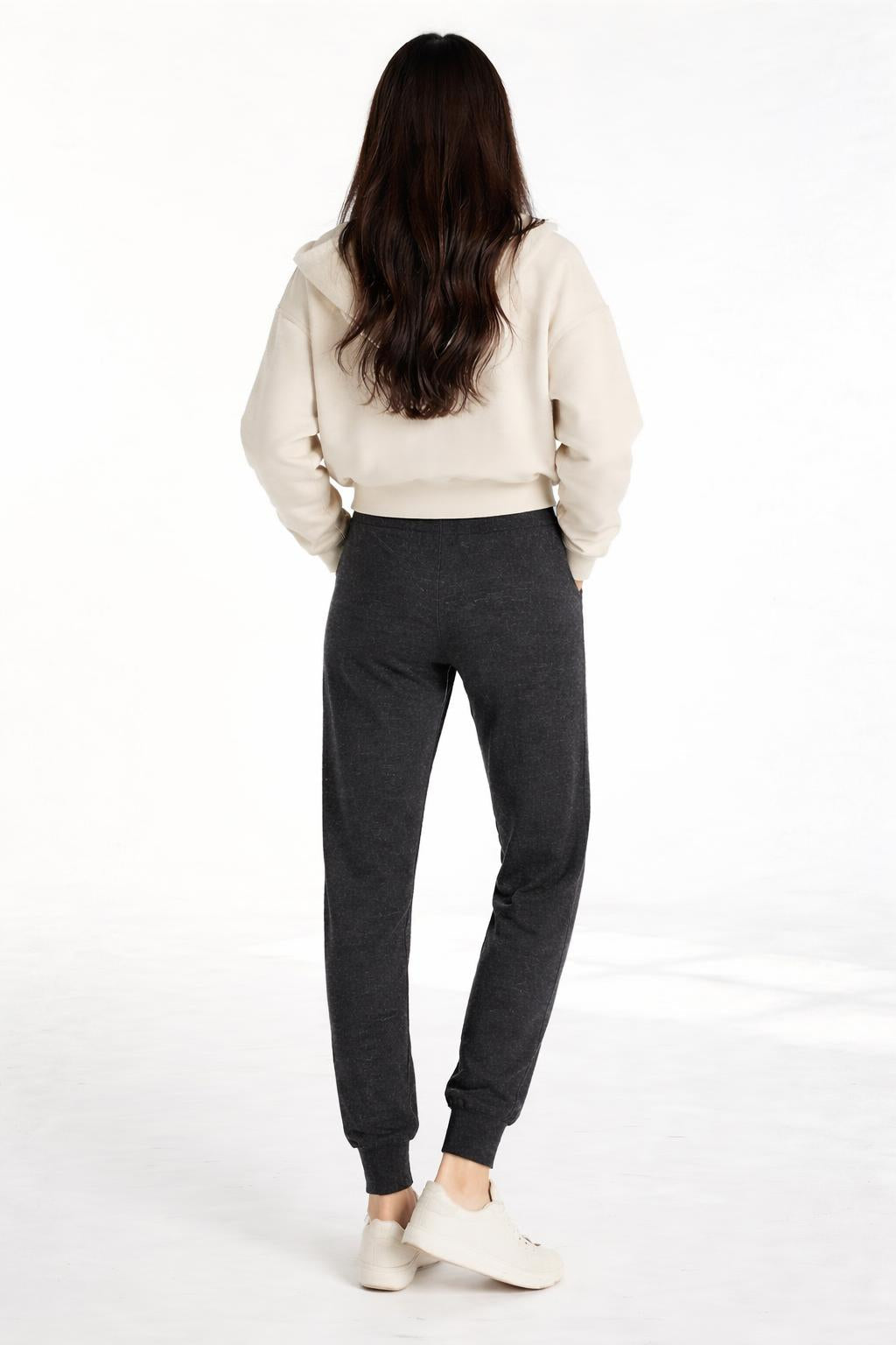 Cuffed Cashmere Jogger — Charcoal