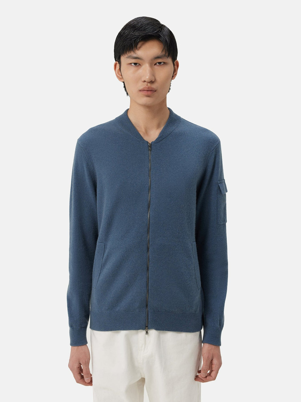 Cashmere Bomber — China Blue