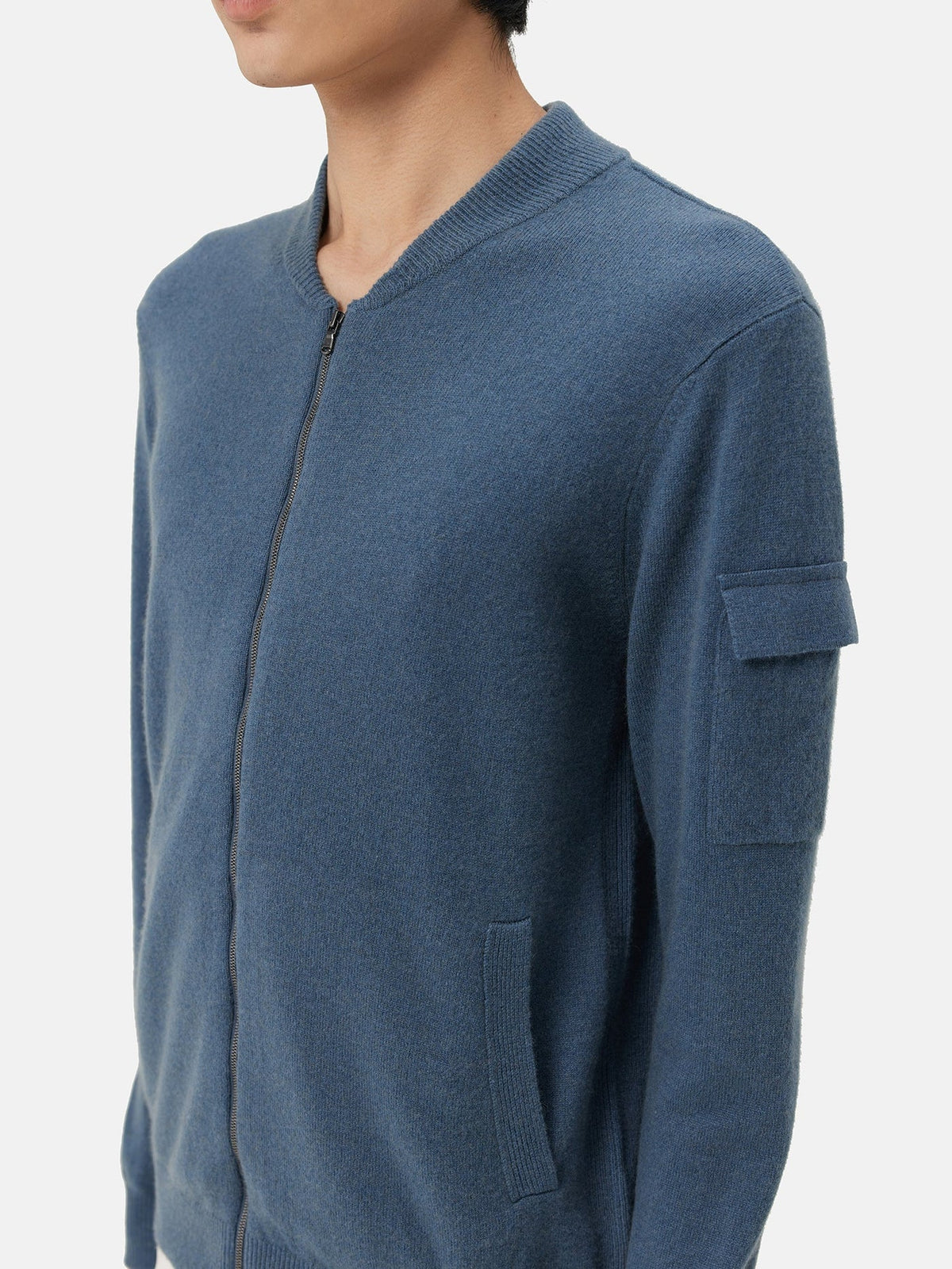 Cashmere Bomber — China Blue