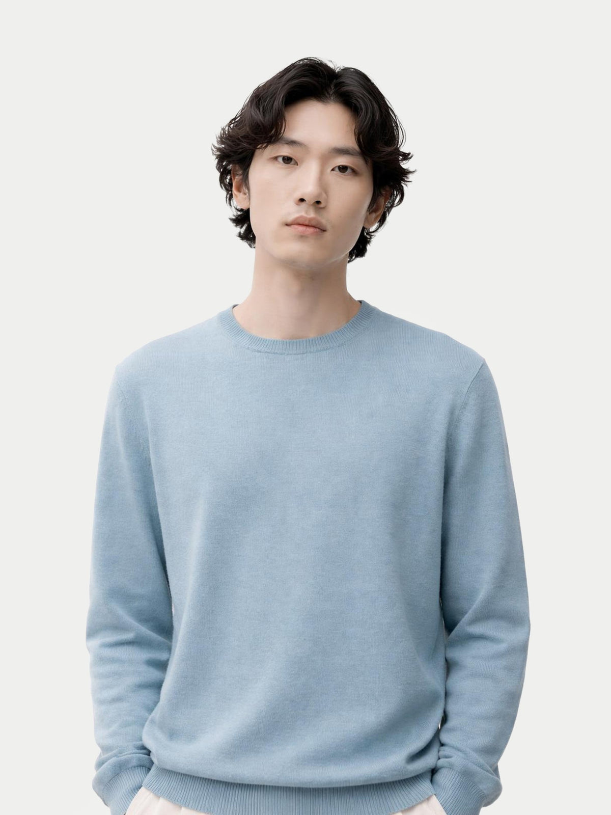 Essential Crewneck Cashmere Sweater — Cloud Blue