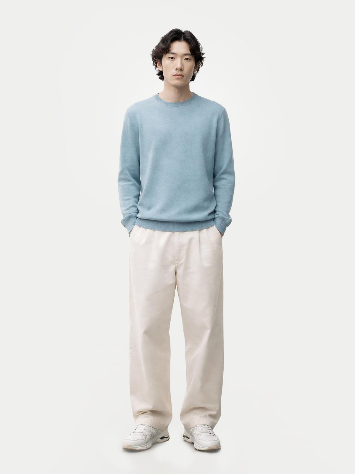 Essential Crewneck Cashmere Sweater — Cloud Blue
