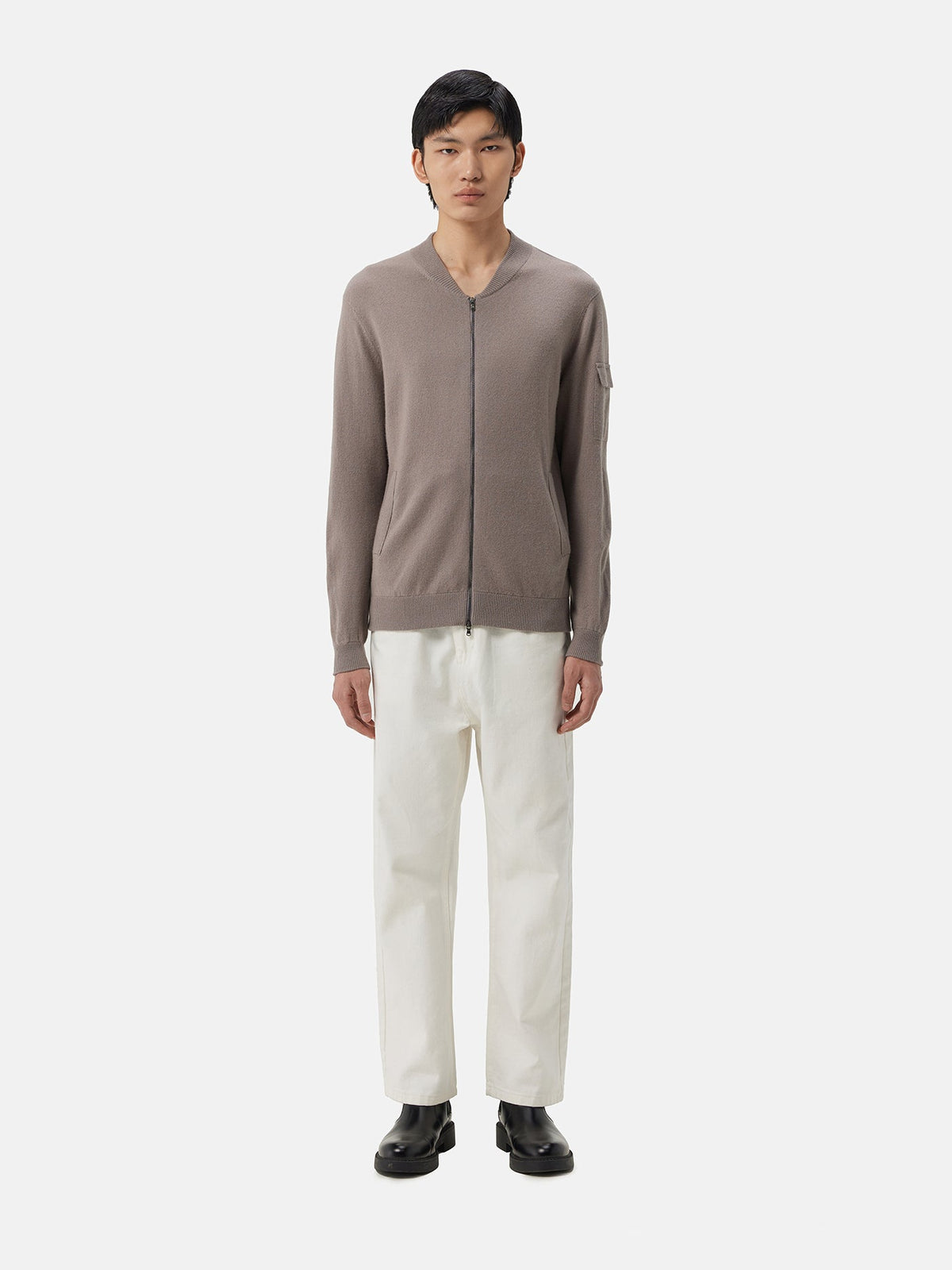 Cashmere Bomber — Cool Gray