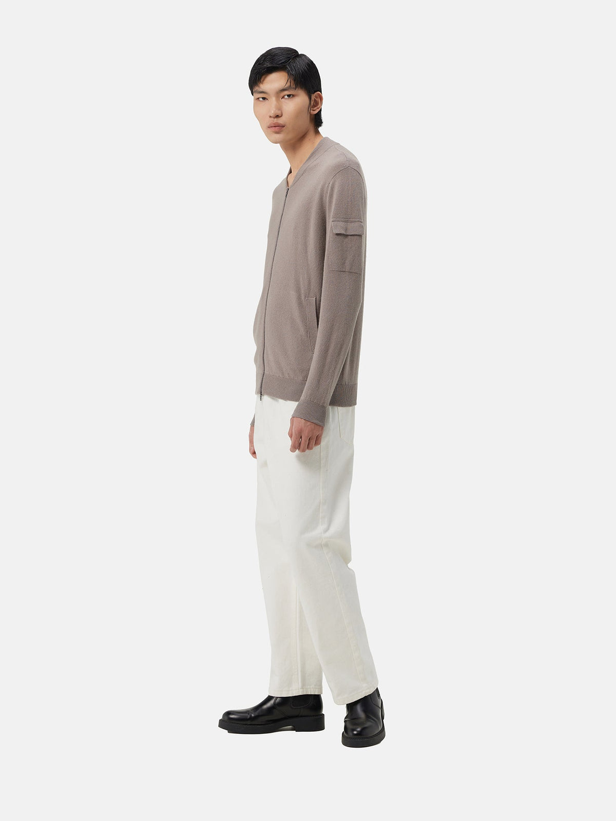 Cashmere Bomber — Cool Gray