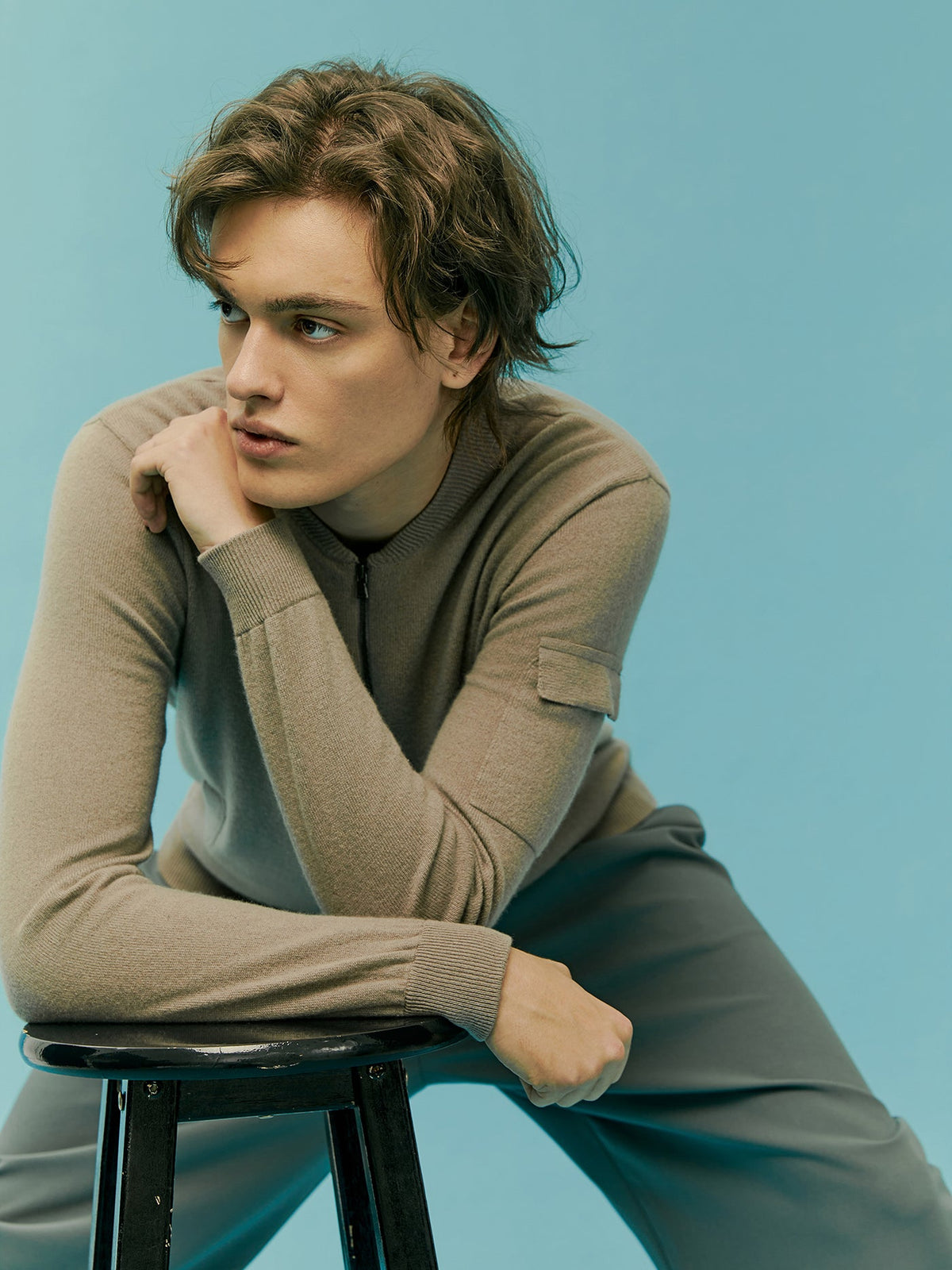 Cashmere Bomber — Cool Gray