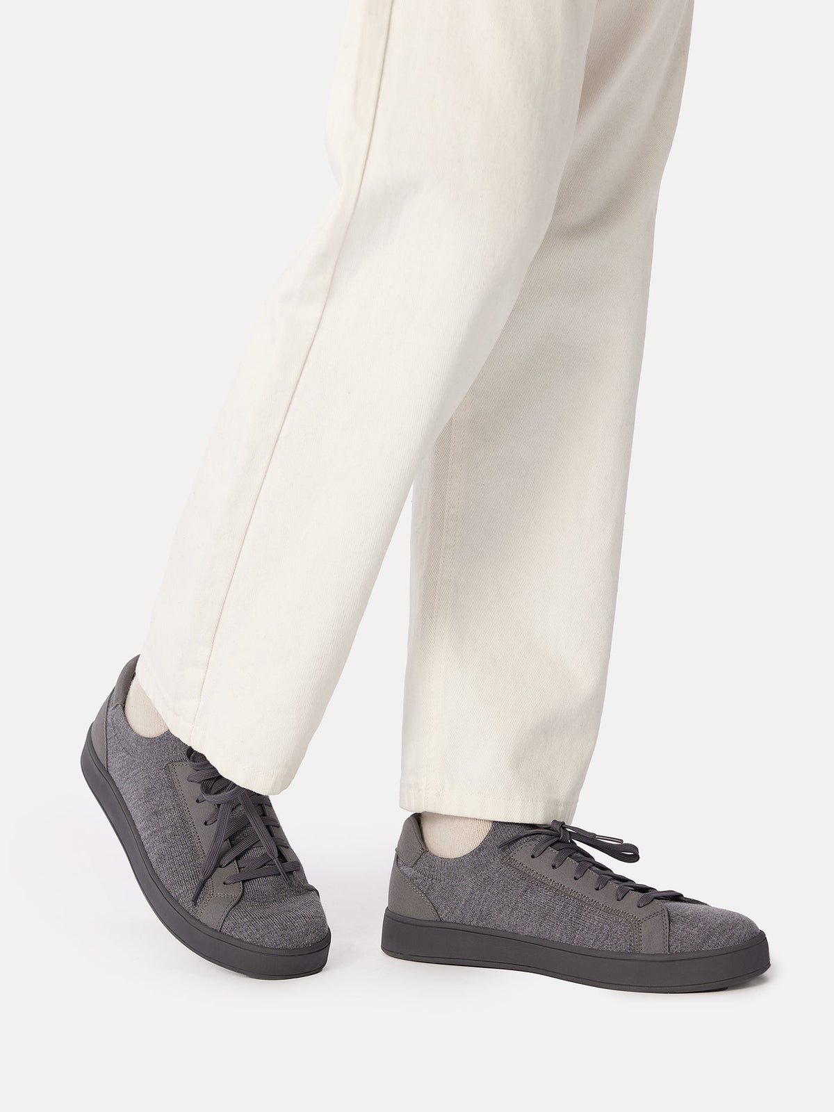 Mercerized Wool Cashmere Knitted Sneakers — Cool Stone