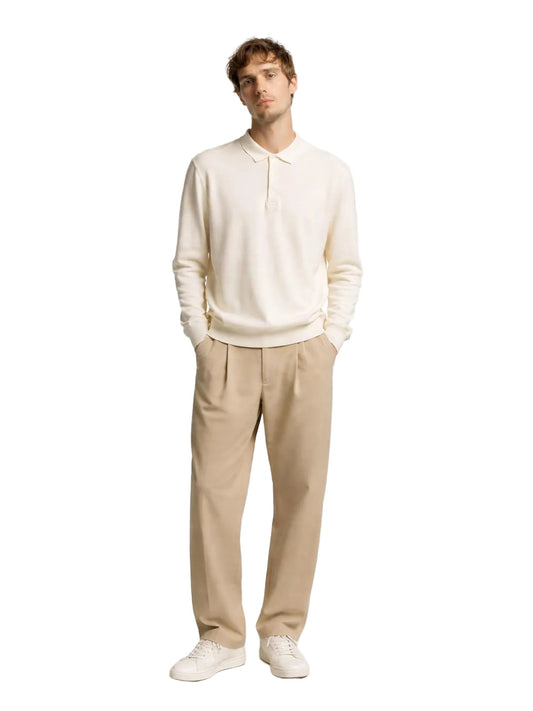 Men's Cashmere Silk Polo — Cream White
