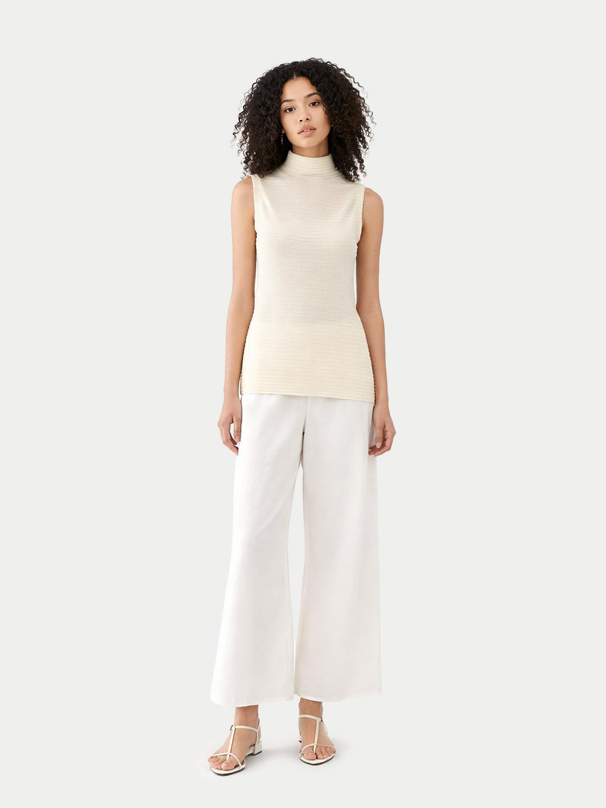 Lightweight Cashmere Silk Turtleneck — Cream White