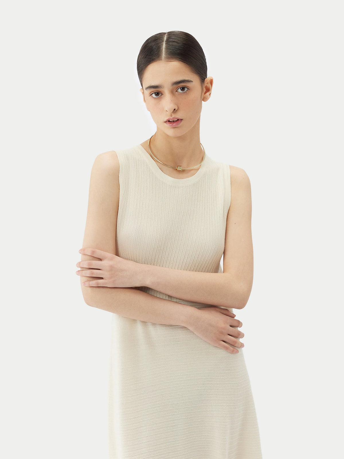 Lightweight Cashmere Silk Dress — Cream White