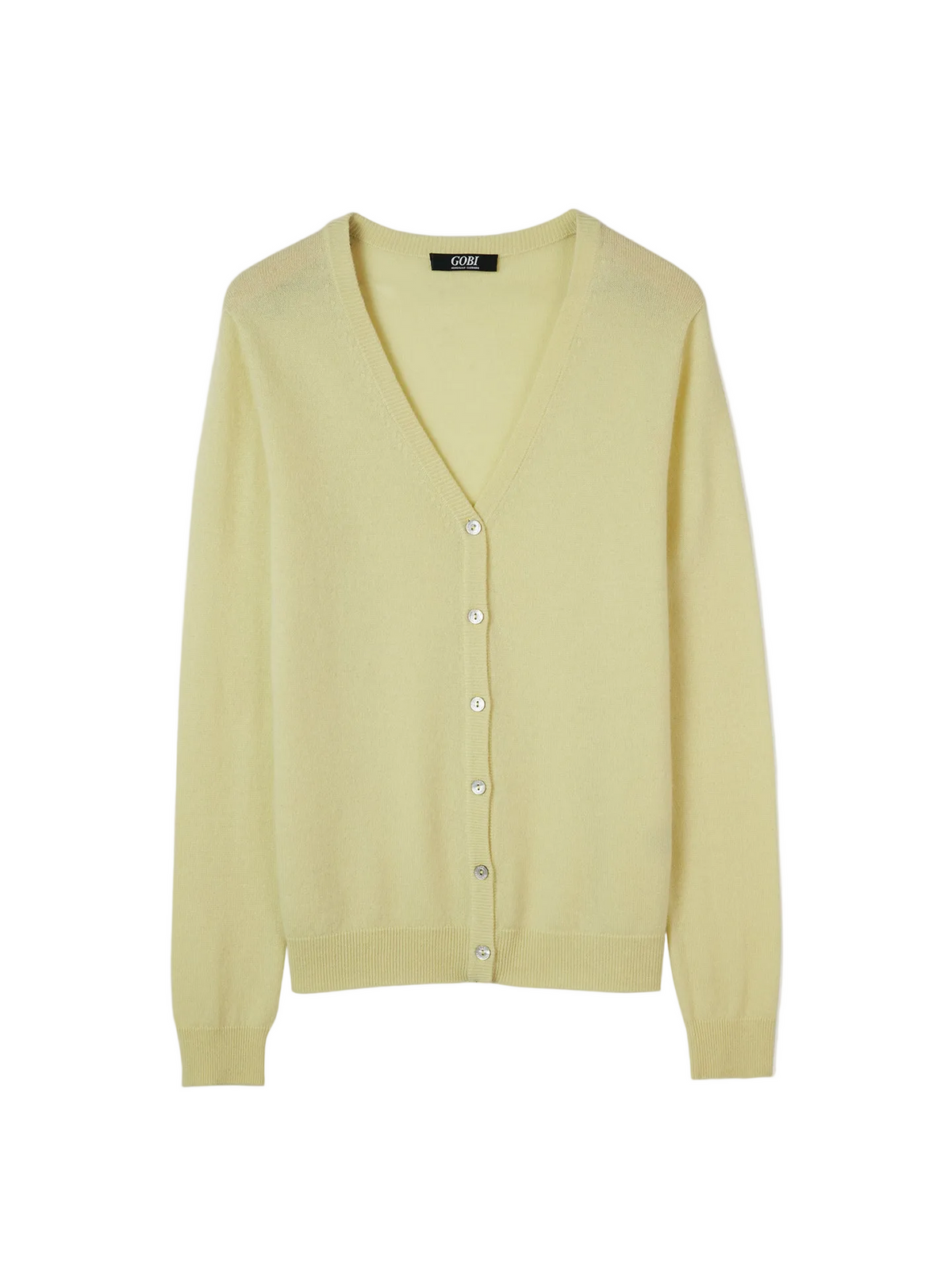 Essential Cashmere V-neck Cardigan — Cream Yellow