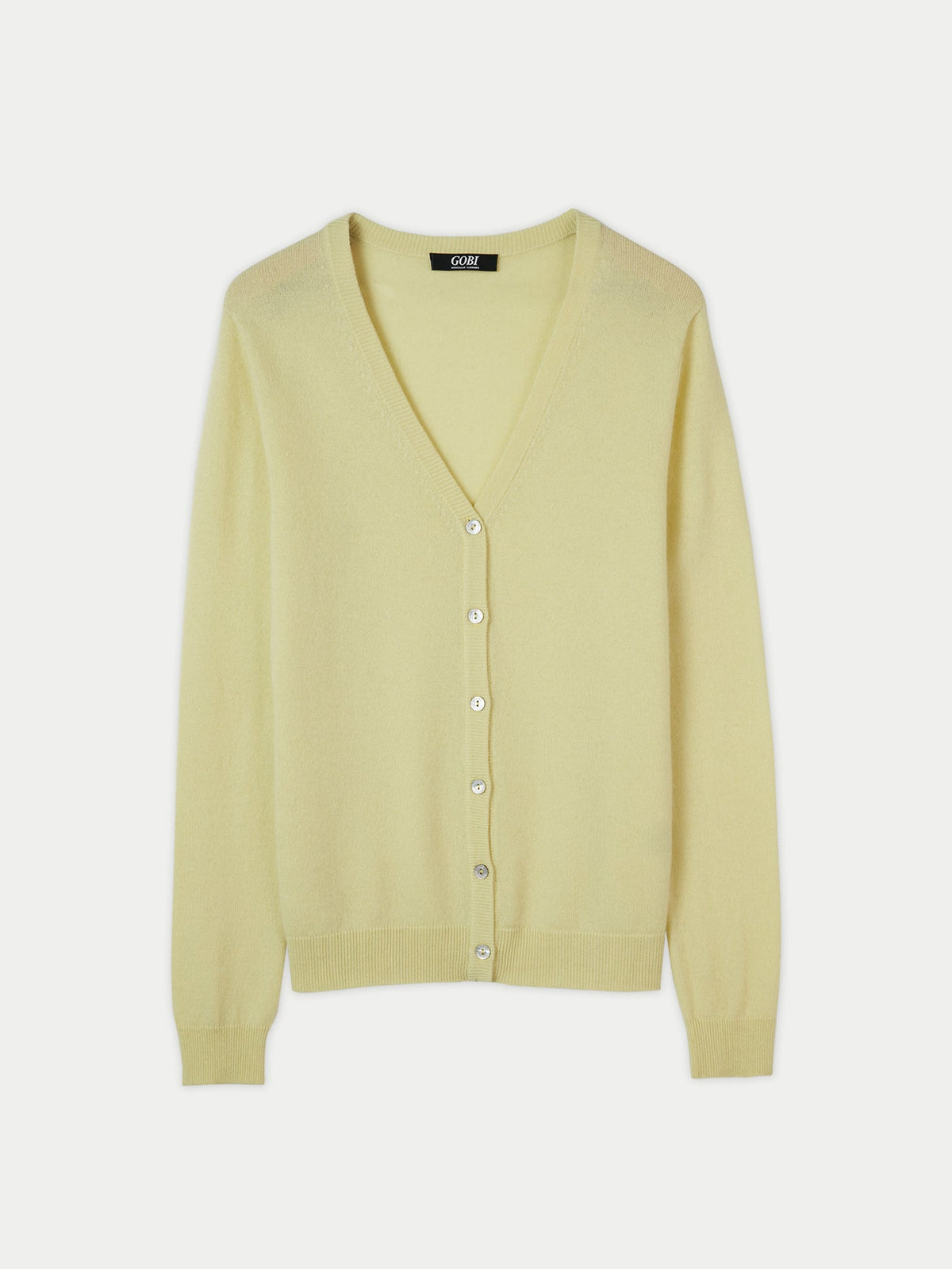 Essential Cashmere V-neck Cardigan — Cream Yellow