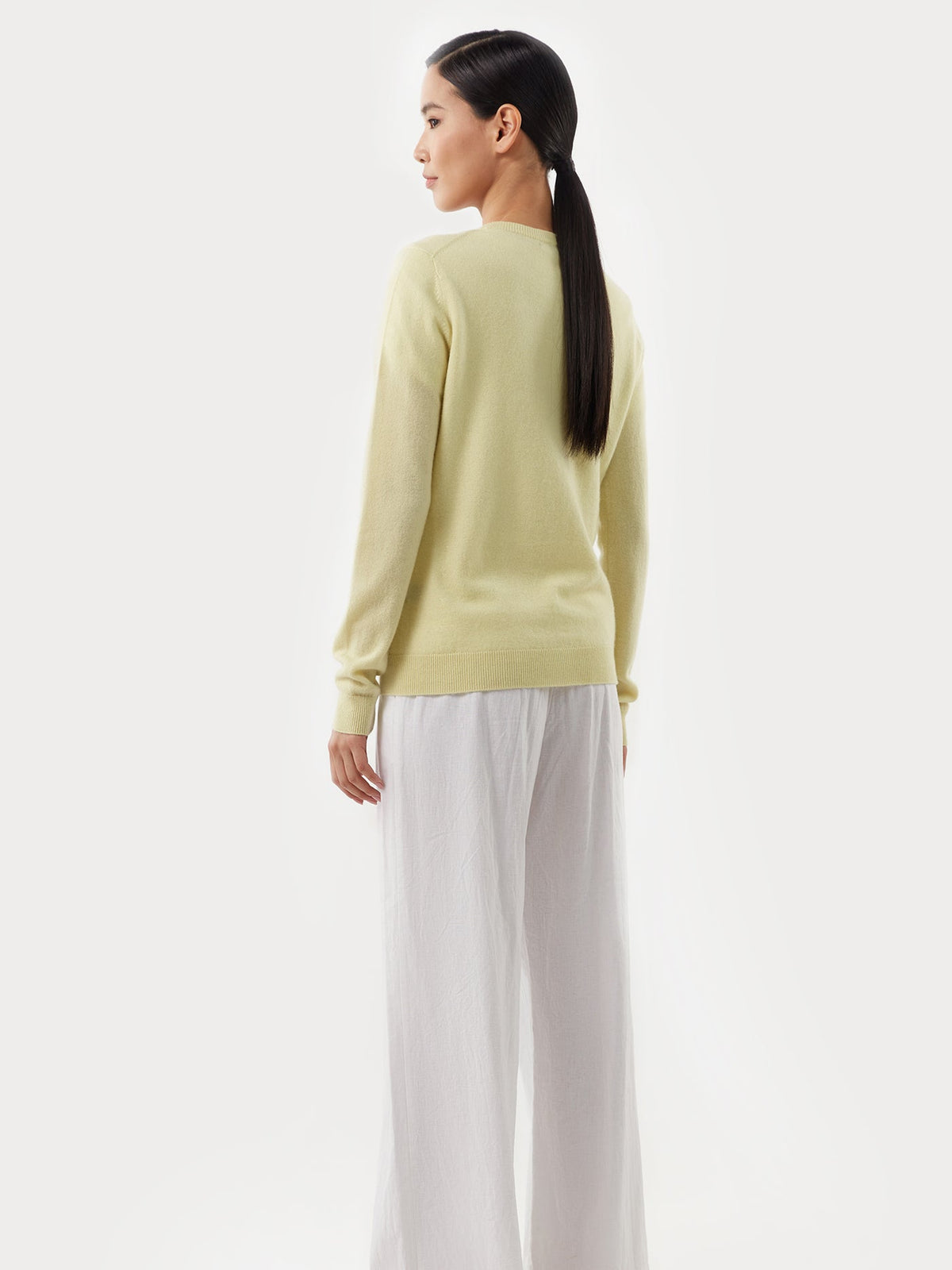 Essential Cashmere V-neck Cardigan — Cream Yellow