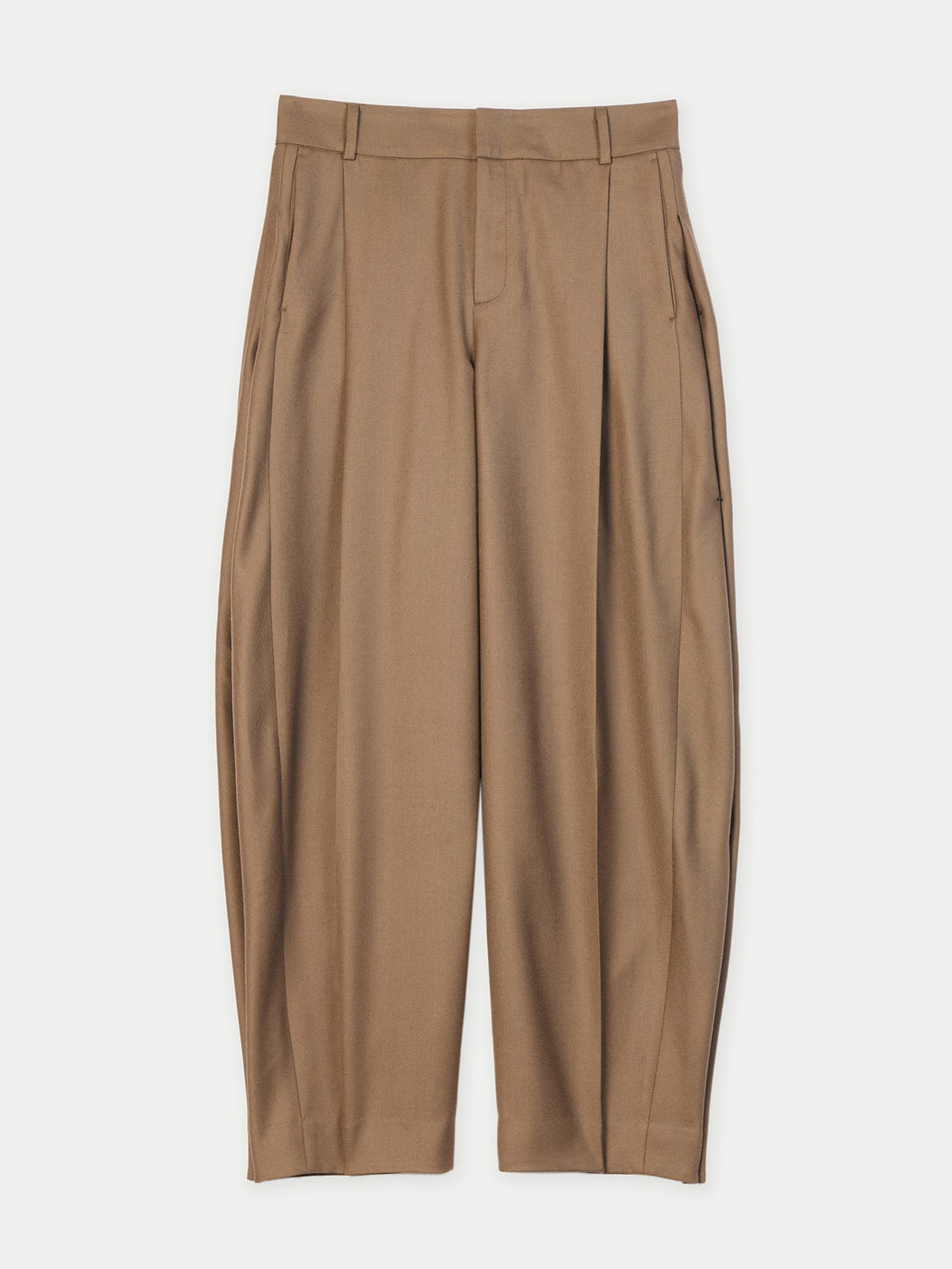 Barrel-leg Cashmere Pants — Dark Brown