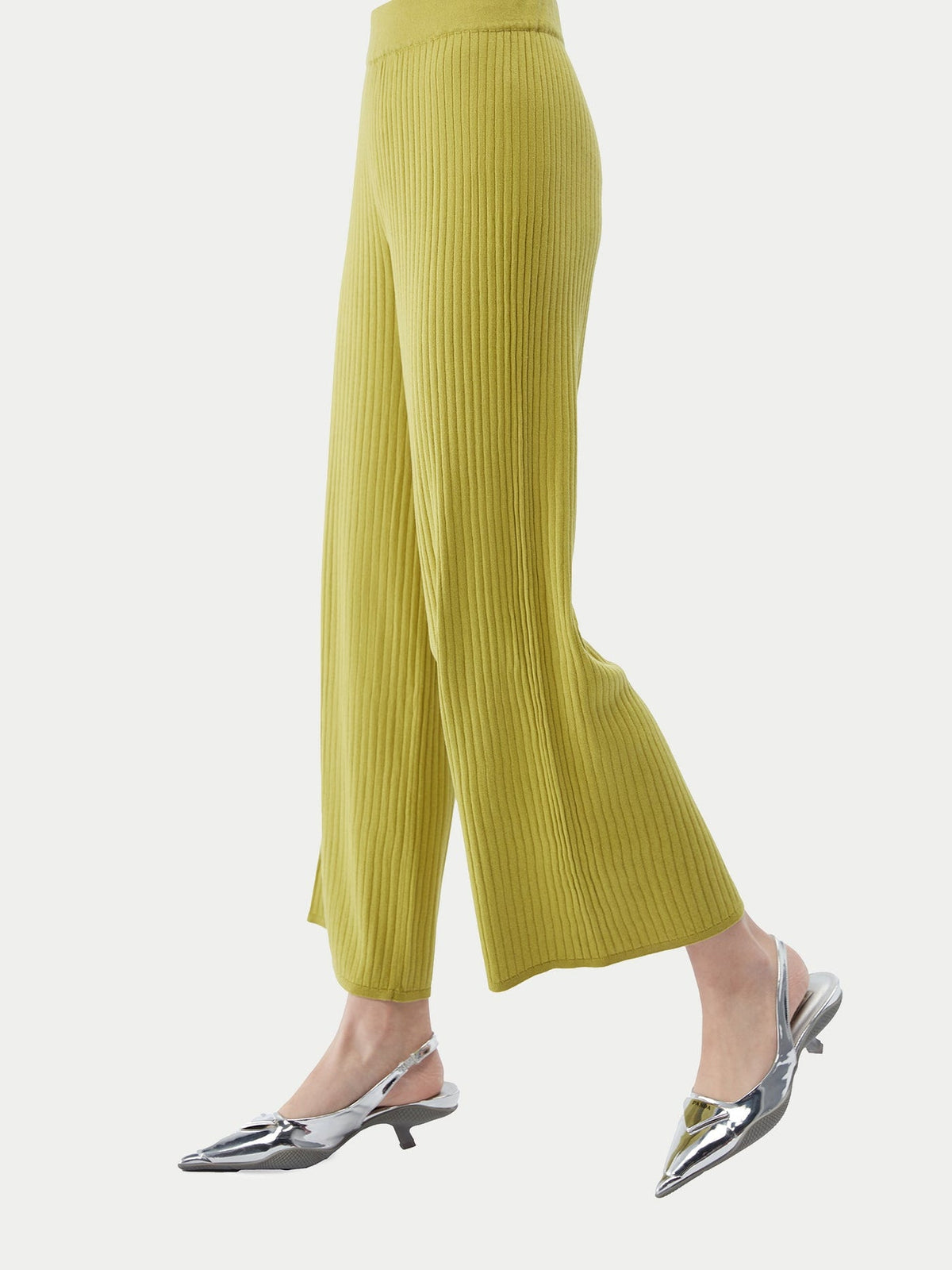 Rib-knit Silk Cashmere Blend Pants — Dark Citron