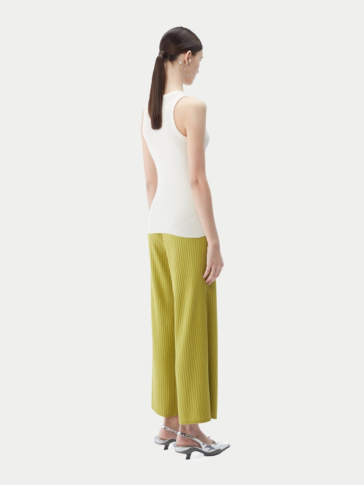Rib-knit Silk Cashmere Blend Pants — Dark Citron