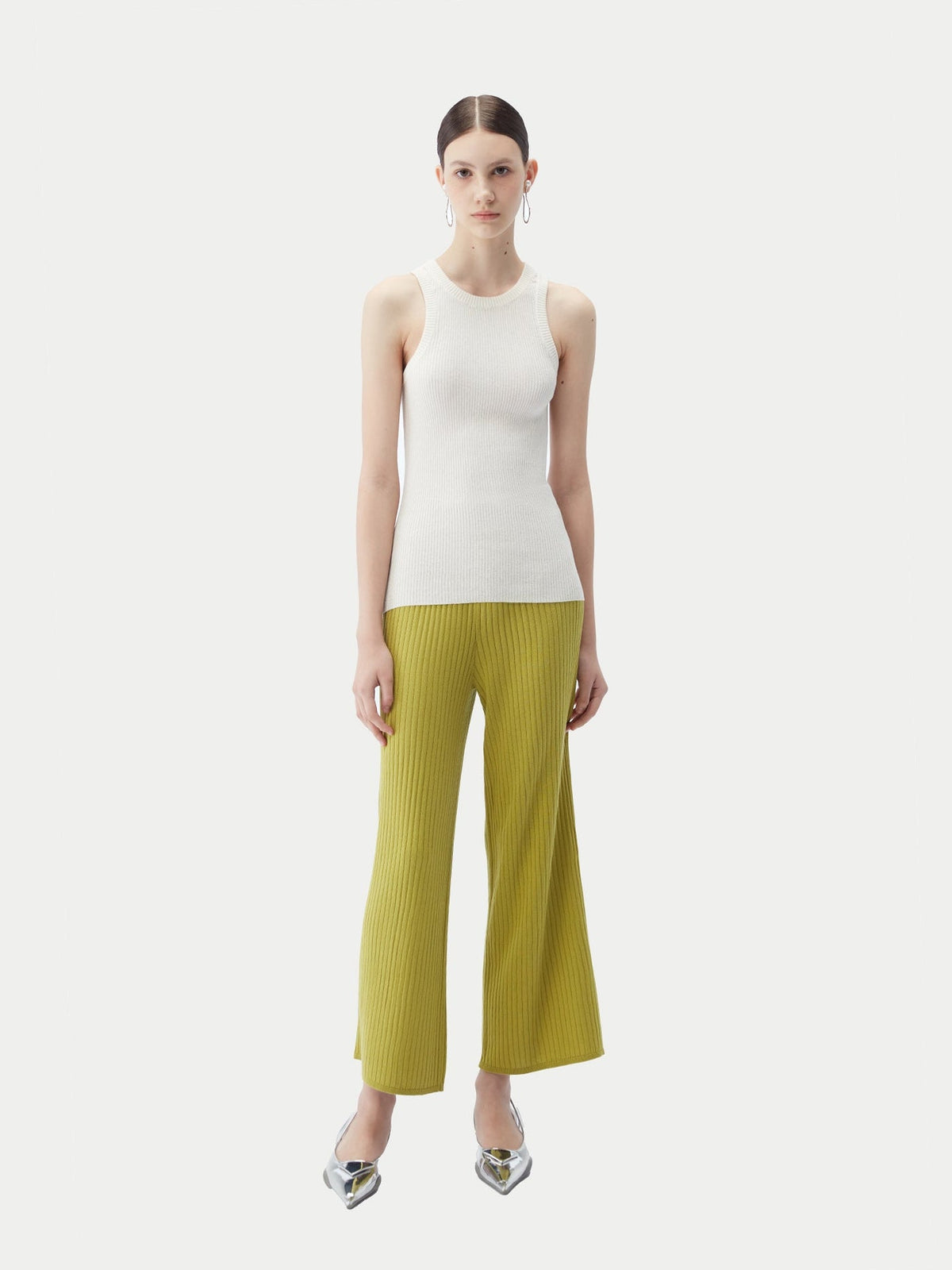 Rib-knit Silk Cashmere Blend Pants — Dark Citron