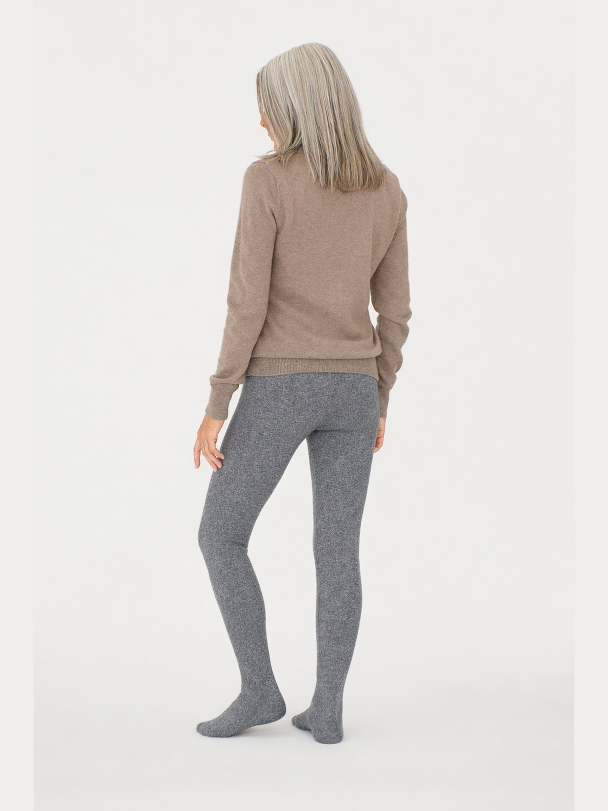 High-rise Cashmere Knit Tights — Dark Gray