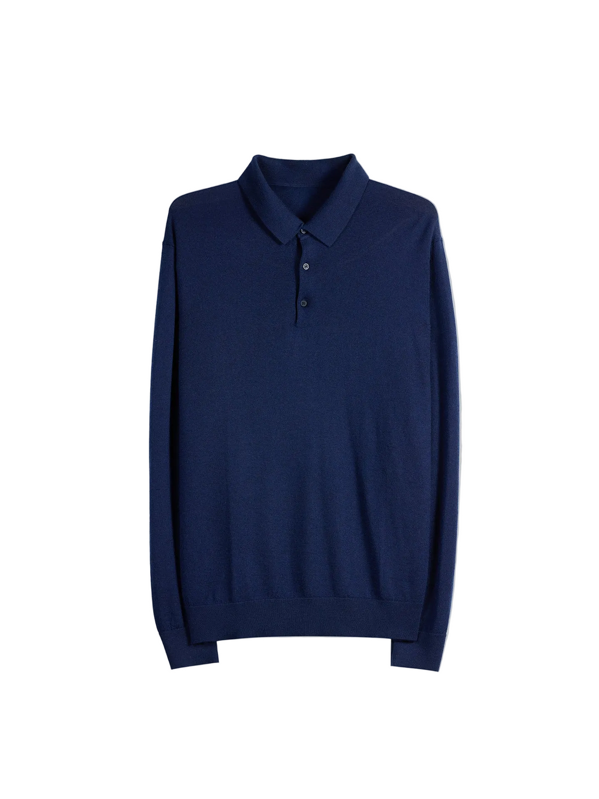 Men Classic Polo Shirt With Long Sleeve — Dark Indigo