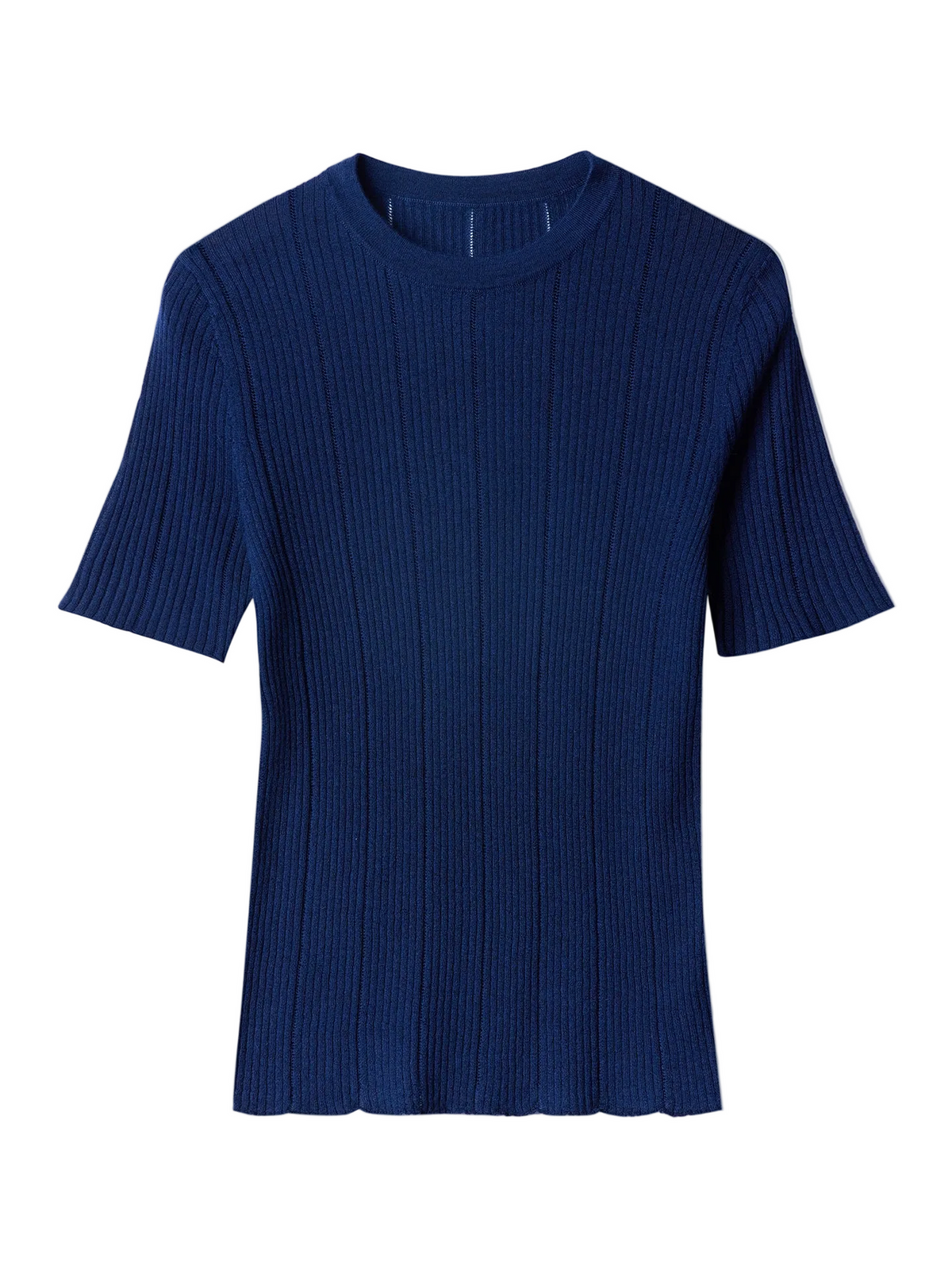 Ajour-knit Cashmere Silk Top — Dark Indigo