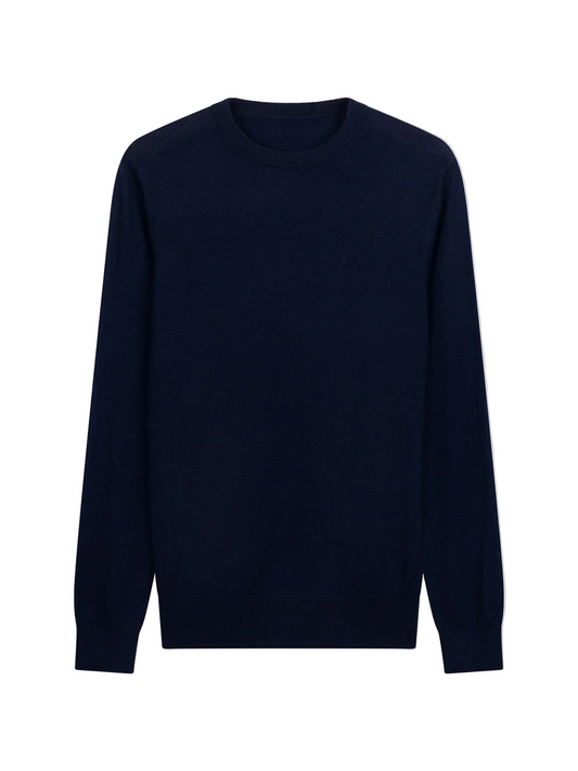 Cashmere Silk C-neck Sweater — Dark Indigo