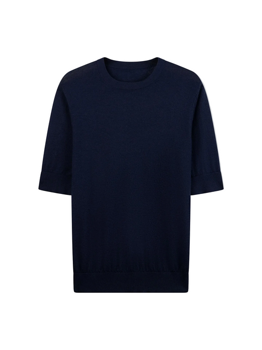 Silk Cashmere Crew Neck T-shirt — Dark Indigo