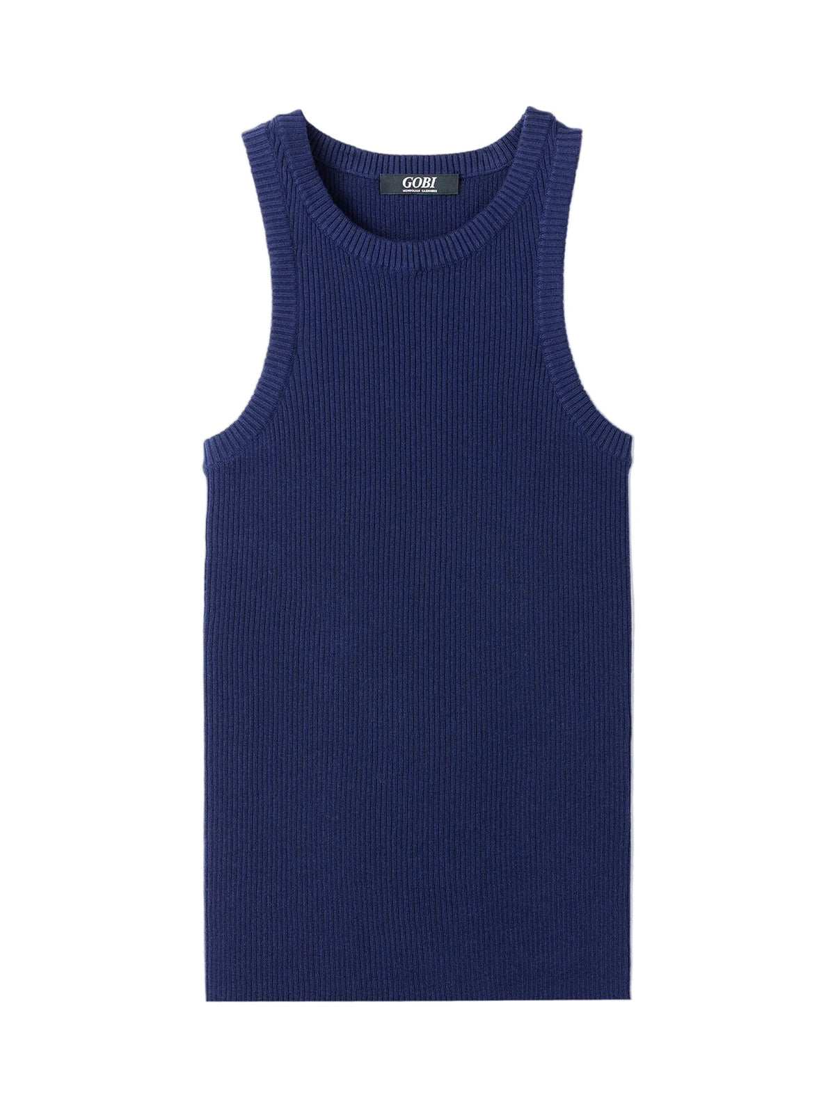 Ribbed Cotton Silk Cashmere Blend Tank Top — Dark Indigo