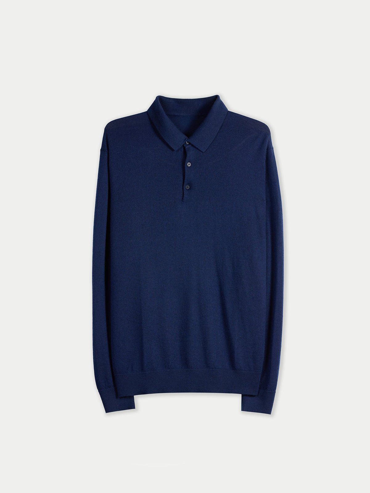Men Classic Polo Shirt With Long Sleeve — Dark Indigo