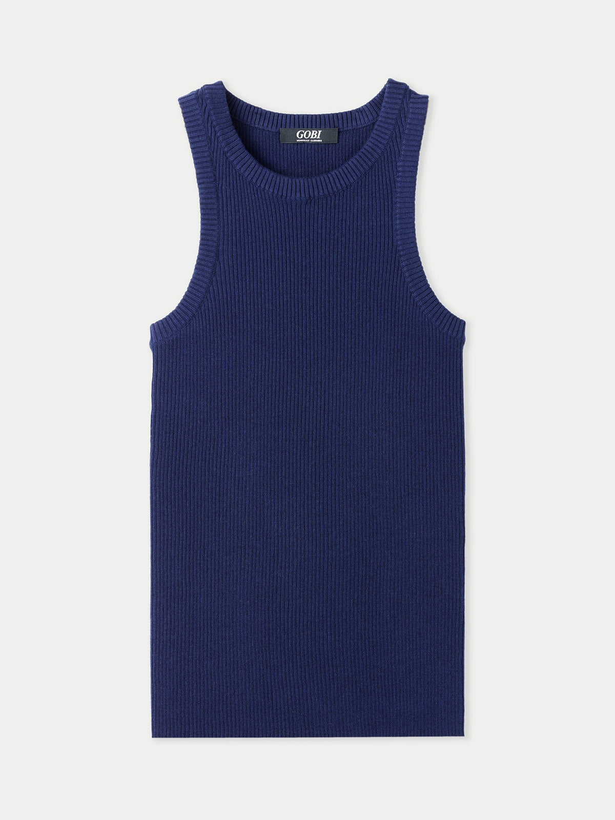 Ribbed Cotton Silk Cashmere Blend Tank Top — Dark Indigo