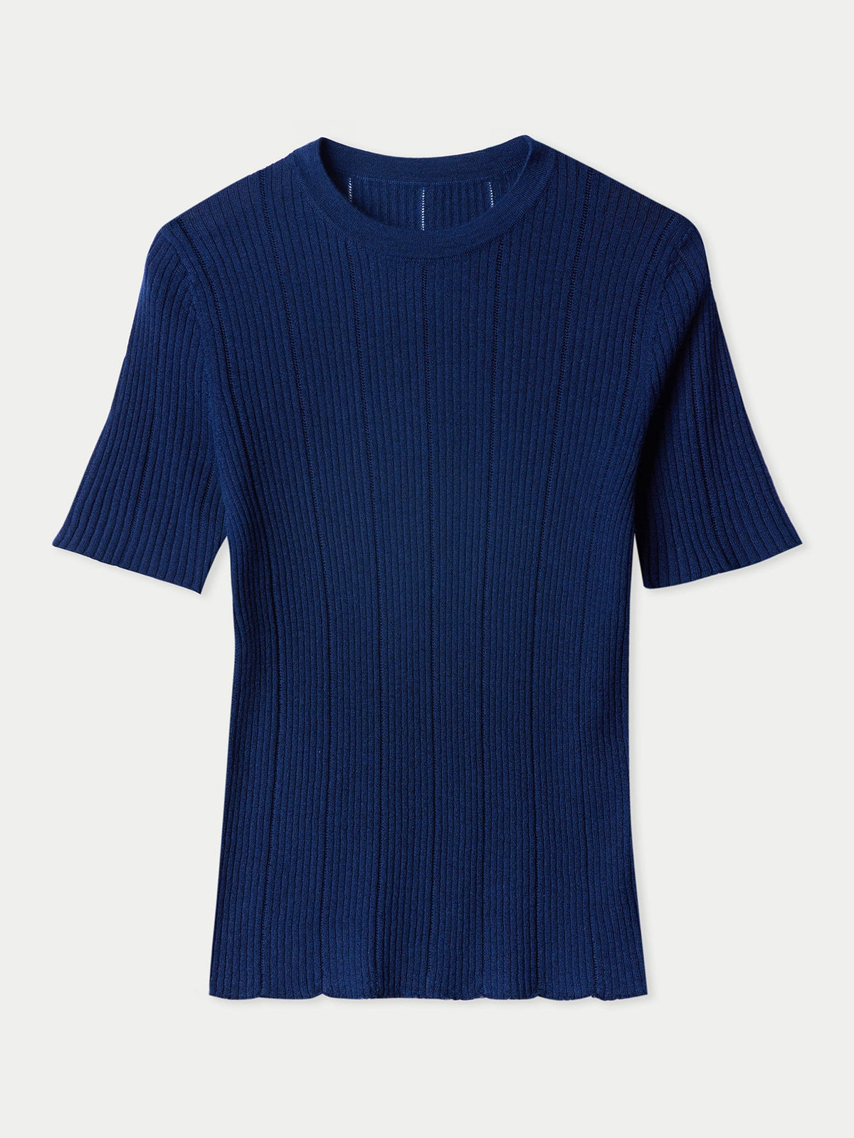 Ajour-knit Cashmere Silk Top — Dark Indigo