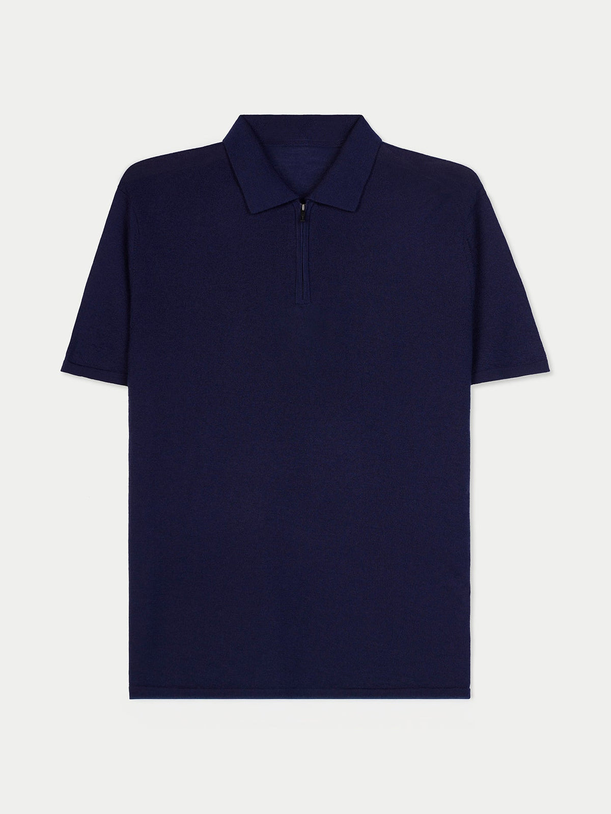 Cashmere Silk Half-zip Polo Top — Dark Indigo