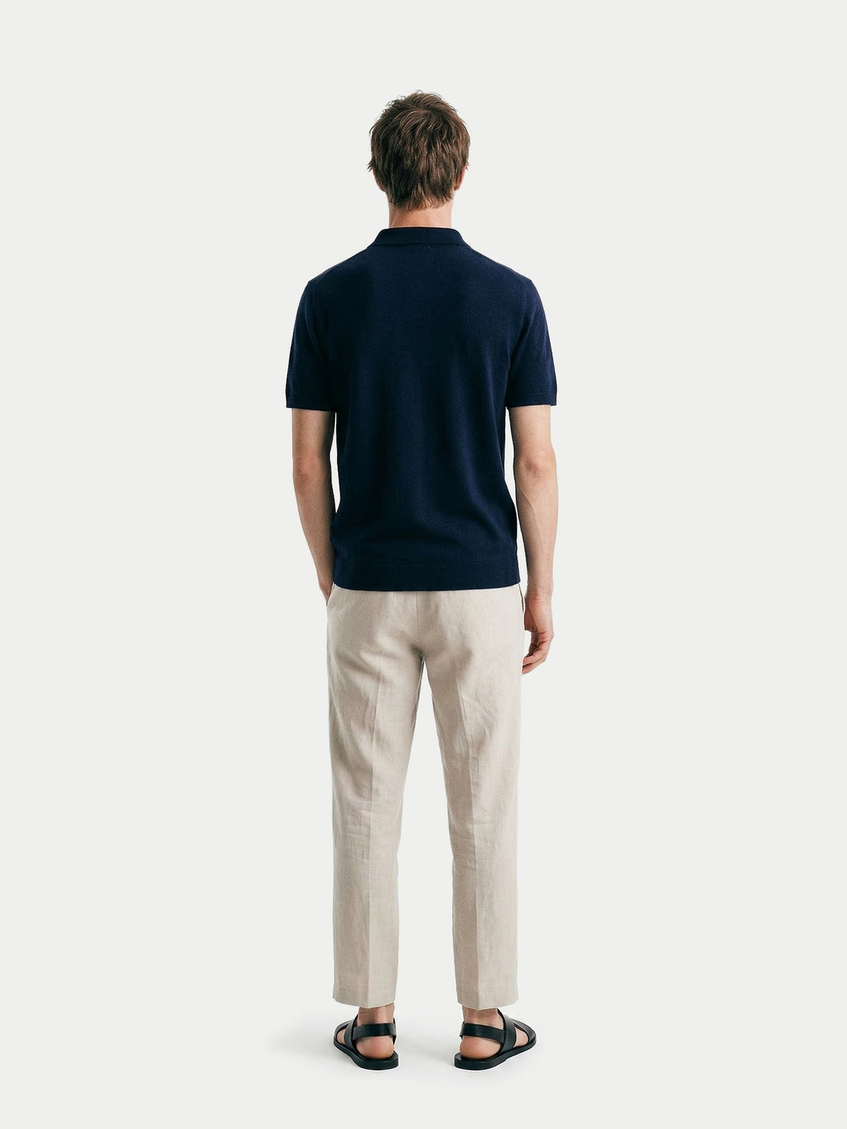 Cashmere Silk Half-zip Polo Top — Dark Indigo