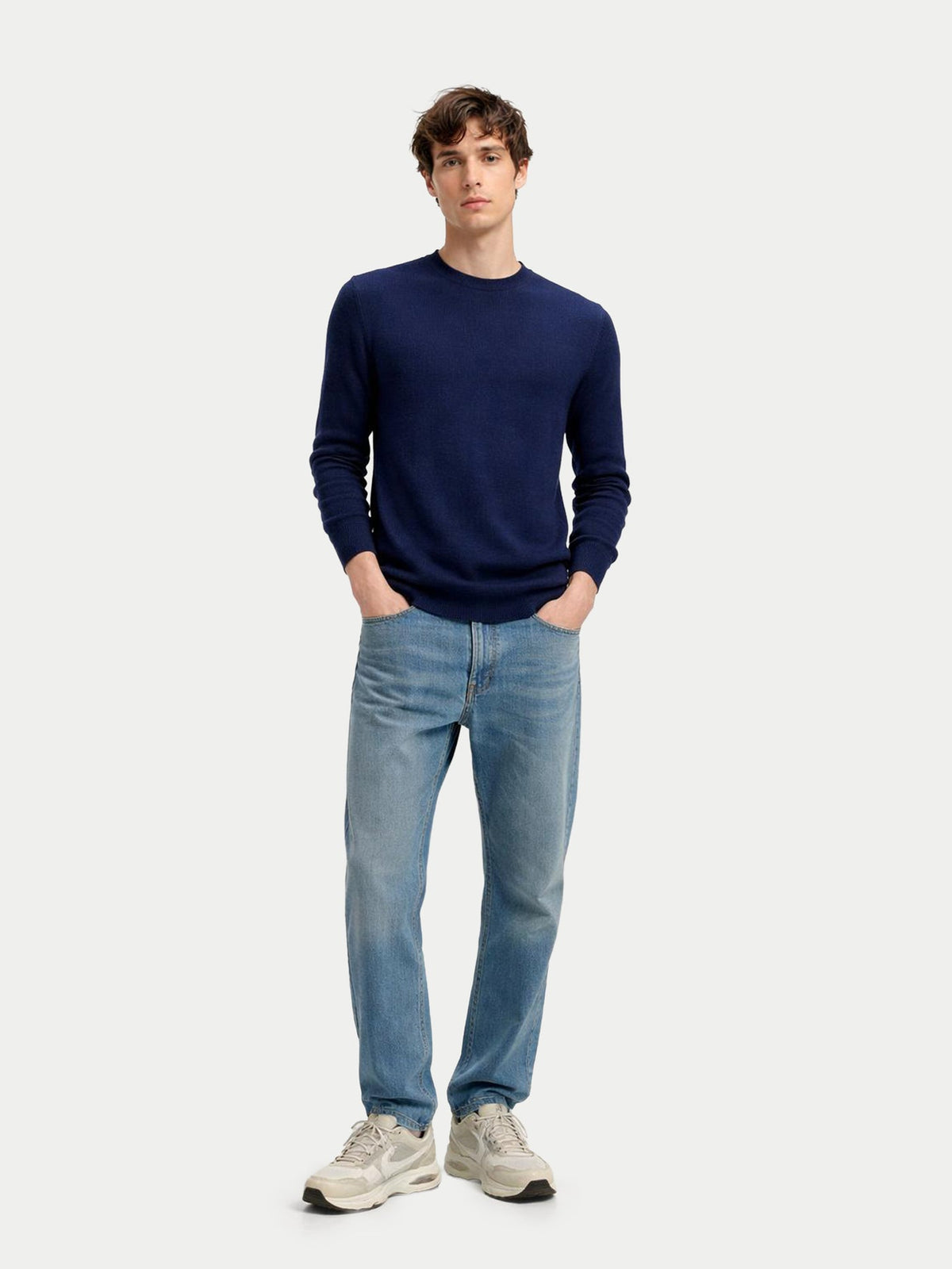 Cashmere Silk C-neck Sweater — Dark Indigo