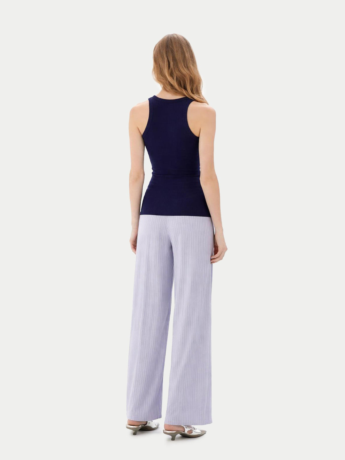 Ribbed Cotton Silk Cashmere Blend Tank Top — Dark Indigo