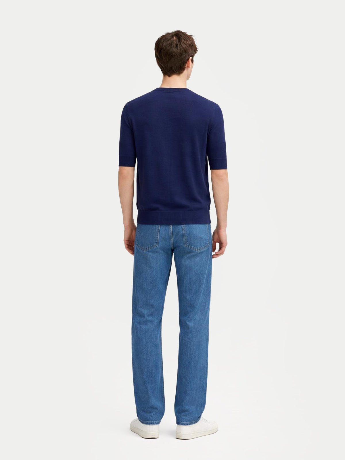 Silk Cashmere Crew Neck T-shirt — Dark Indigo